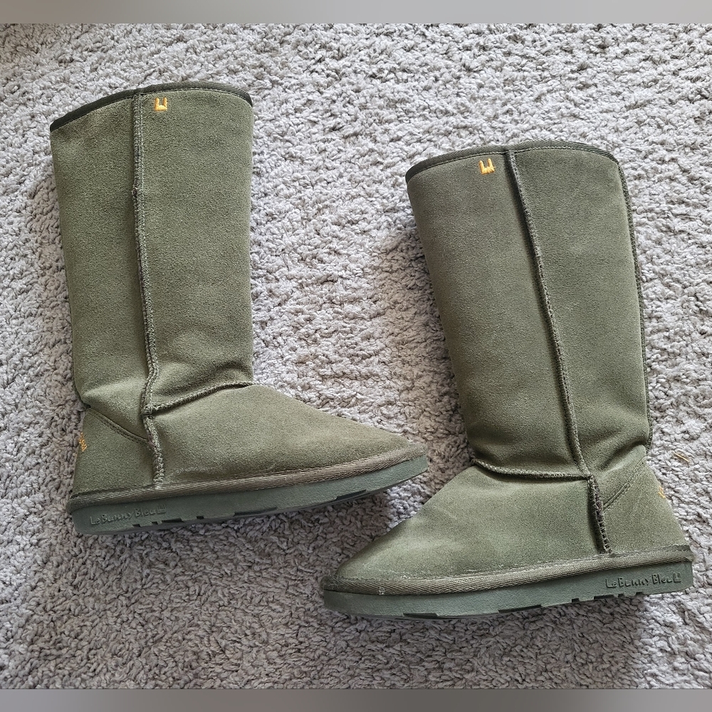 Tall Leather Boots With Wool Lining - Le Bunny Bleu Size 5 Or Girls 3.5